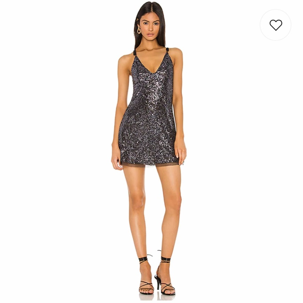 LAST SMALL FREE PEOPLE GOLD RUSH MINI DRESS IN BLACK ALLOVER SEQUINS AND TULLE - Picture 7 of 12